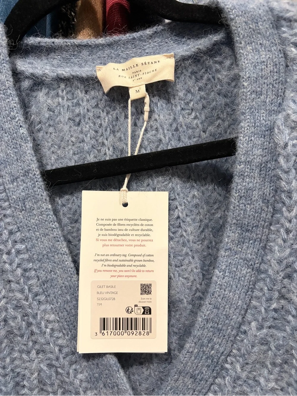 Sezane Vintage Blue Emile Cardigan - Picture 2 of 3